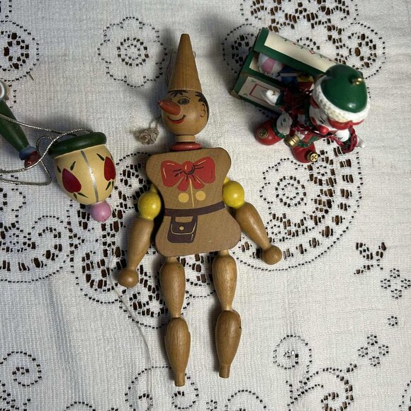 MCM wooden clown Christmas ornament trio - Picture 2 of 9